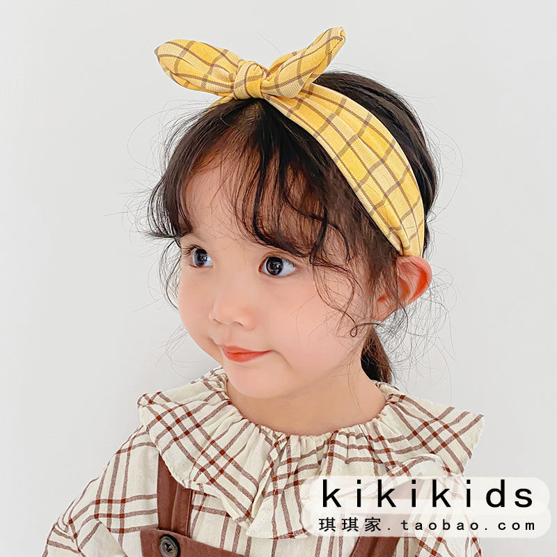 Korean children's hair band Parent-child hair band Autumn and winter girls plaid bow bangs cute red baby hair ornaments