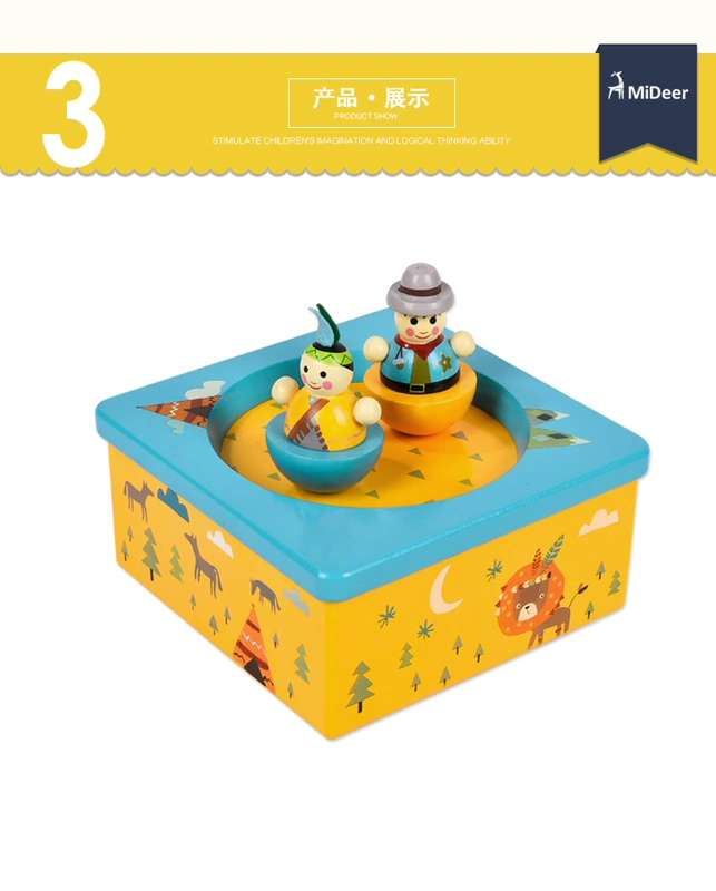 Hy Lạp MiDeer Milu Trẻ em xoay gỗ Hộp nhạc Ấn Độ Melody Music Box Đồ chơi trẻ em - Đồ chơi âm nhạc / nhạc cụ Chirldren