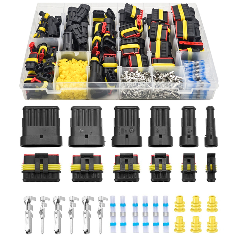 762 Boxed Automotive Electrical Wiring Harness Waterproof Plug Connectors 1-6P Male and Female Butt Crimp Terminals