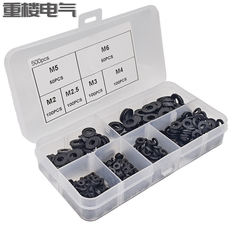 500 Pieces Boxed Black Nylon Gaskets Plastic Washers Insulating Plastic Round Flat Washers M2-M6 Combination Set 500 Pieces Boxed Black Nylon Gaskets Plastic Washers Insulating Plastic Round Flat Washers M2-M6 Combination Set