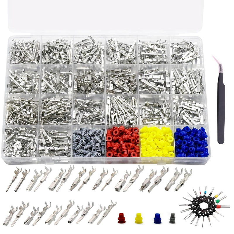 1050 Pieces Boxed 1-3.5mm Automotive Connector Terminal Kit with Rubber Sealing Plug Automotive Wire Terminals