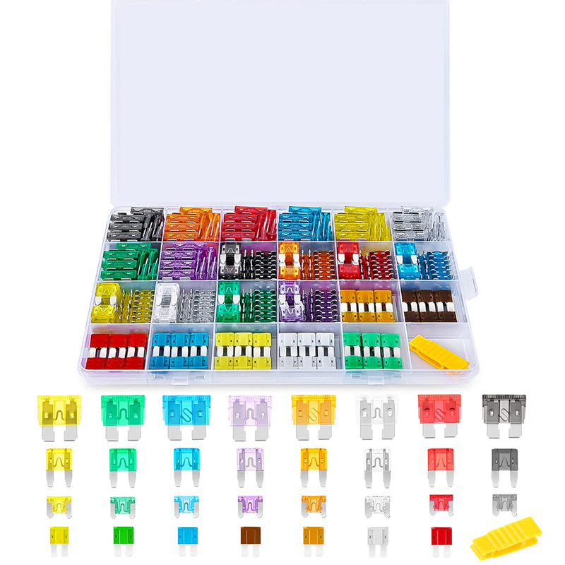 372 Boxed Zinc Blade Fuses 2A-35A Medium, Small, Mini, Micro, Long-Leg Automotive Blade Fuse Set