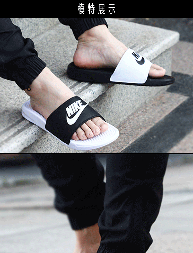 Nike Benassi Nike chữ ninja đen trắng 鸳鸯 nam và nữ dép quai thể thao 818736-011 dép nữ đẹp