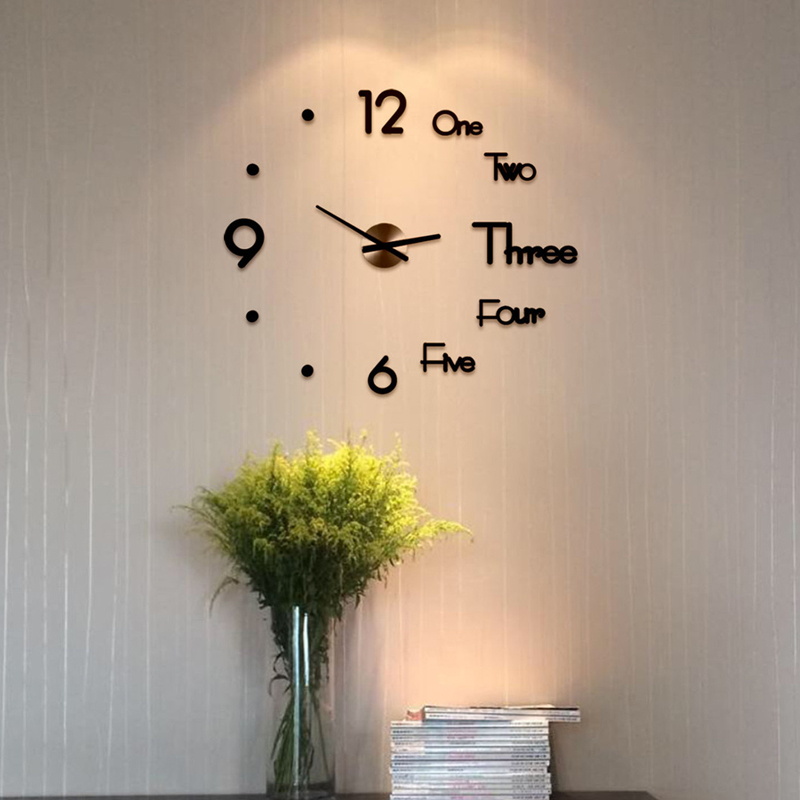 Free Punching Diy Watches Creativity Trend Hung Clocks Living Room Home Fashion Art Deco Digital Clock Hanging Wall