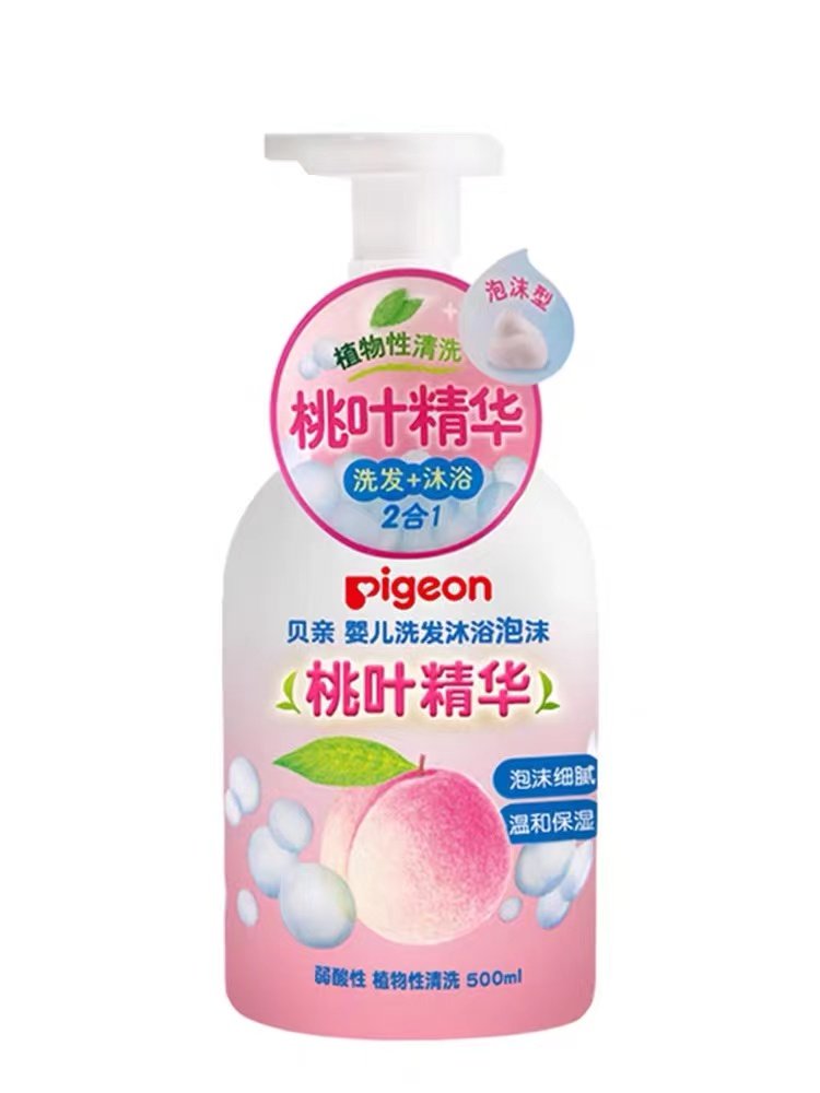 Pigeon Baby Baby Baby Bath Bath Bath Bath Bath Bath Bath Foam Type containing Peach Leaf Essence 500ml IA209