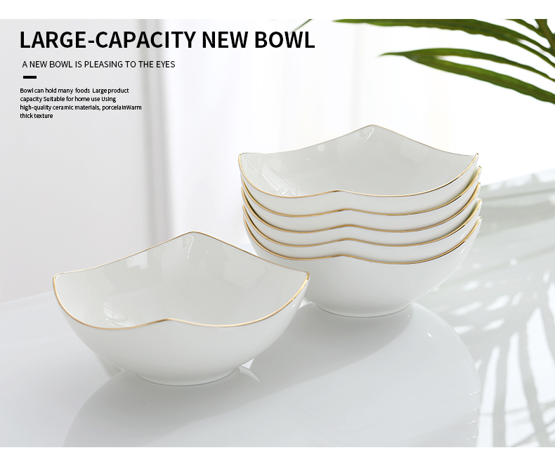 Ipads China rainbow such as bowl bowl Jin Bianfang creative fruit salad bowl bowl bowl bowl domestic large - sized ceramic bowl for breakfast