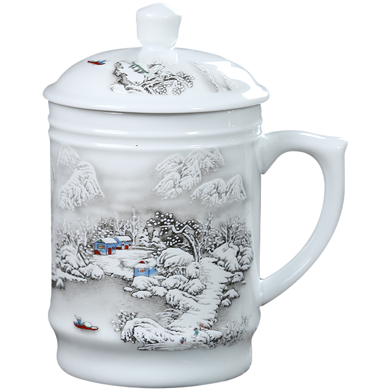 Jingdezhen ceramic cups with cover household large - capacity glass cup office boss glass ceramic cup