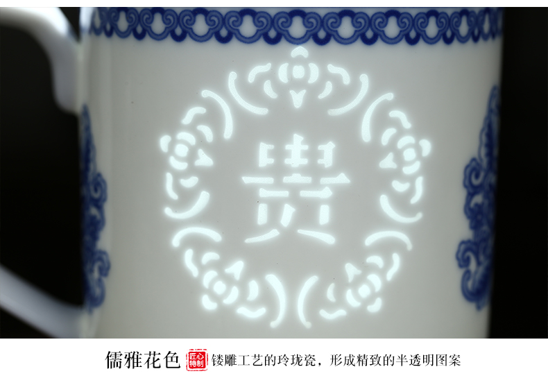 Jingdezhen porcelain and exquisite porcelain cup with cover ceramic tea keller CPU work present household glass cup