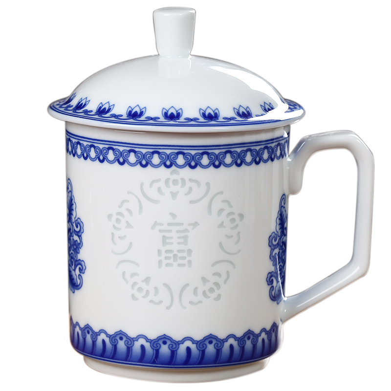 Jingdezhen porcelain and exquisite porcelain cup with cover ceramic tea keller CPU work present household glass cup