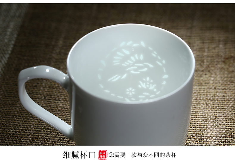 Jingdezhen and exquisite white ceramic cup tea cup tea separation office cup with cover filter glass ceramic keller