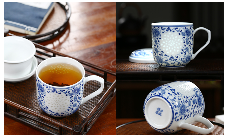 Jingdezhen ceramic tea cup with cover filter glass cup separation and exquisite porcelain tea cups office gift cups