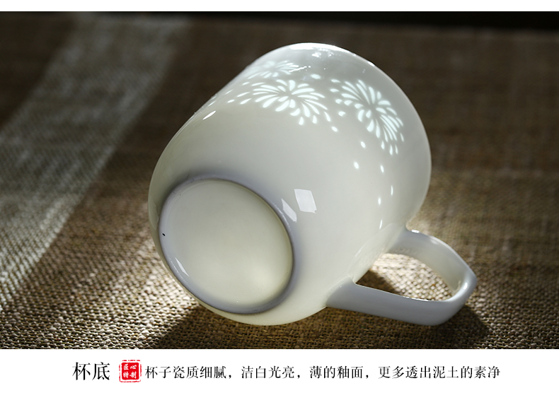 Jingdezhen and exquisite white ceramic cup tea cup tea separation office cup with cover filter glass ceramic keller