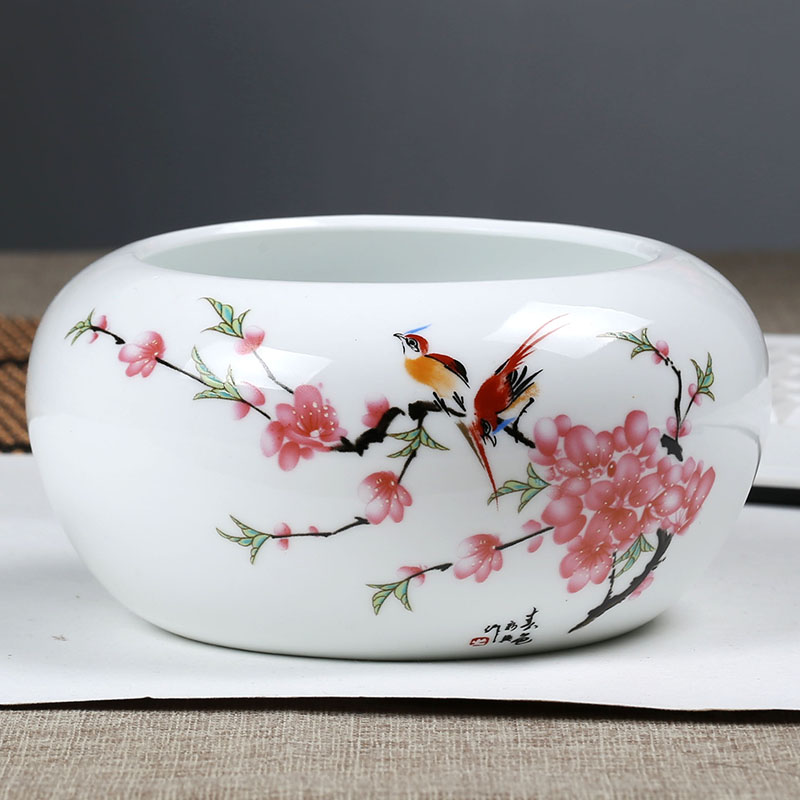 Jingdezhen ceramic pen XiCha XiCha sea household ceramic ashtray desktop garbage cylinder creative furnishing articles in the living room