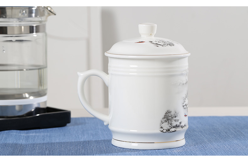 Jingdezhen ceramic cups with cover household large - capacity glass cup office boss glass ceramic cup