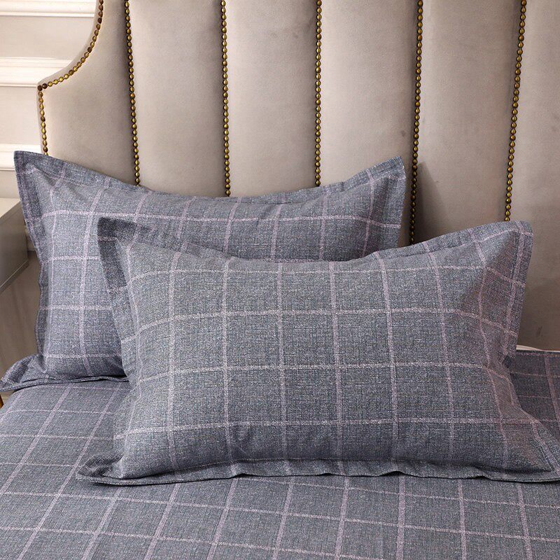 Ruolin pillowcases a pair of pure cotton brushed thick cotton standard adult 48x74cm simple striped plaid