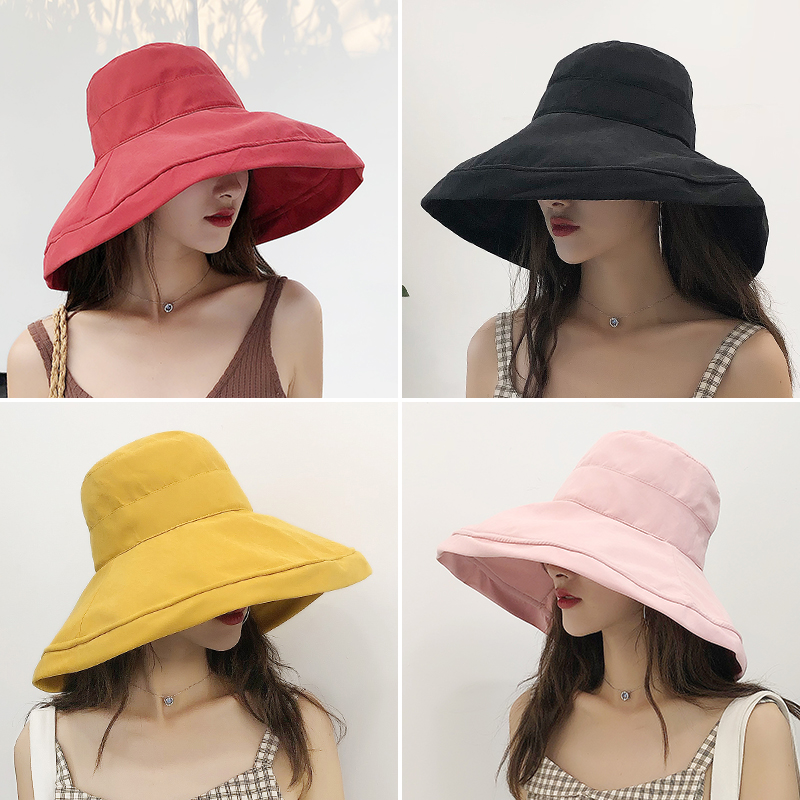 Black fisherman hat female summer Korean version wild Japanese visor chic fisherman hat female beach hat girl