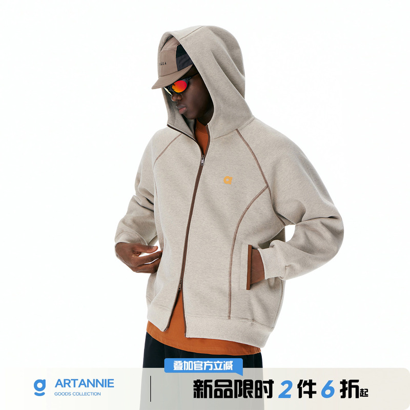 Artannie American-Style Heavyweight Cardigan Hooded Sweatshirt for Men, New Autumn Hasselblad Line Sports Couple Jacket Artannie American-Style Heavyweight Cardigan Hooded Sweatshirt for Men, New Autumn Hasselblad Line Sports Couple Jacket