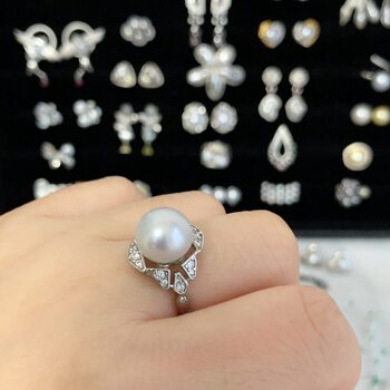 11.1mm cold light seawater australian white ring s925 silver lower opening adjustment ring