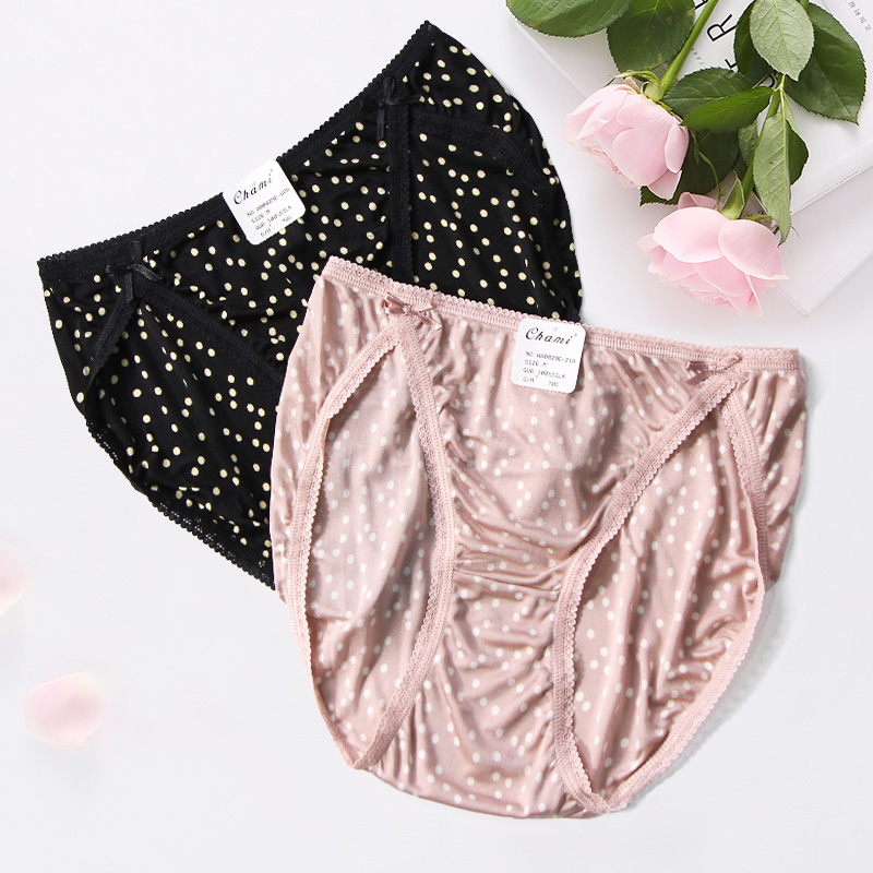 Charmi 100% knitted silk sexy low waist women's panties summer breathable quick-drying bow briefs women