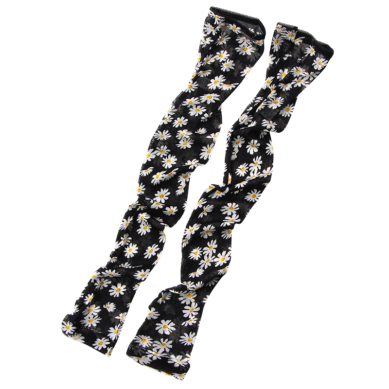 Real Silk Mesh Sunscreen Sleeve Lady Summer Thin genuine silk Driving anti UV long version glove dew finger guard arm