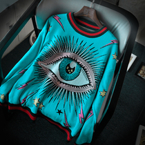 Upper body youth filled with foreign style fashion knitwear 20 years of winter new pullover sweater big eyes pattern loose