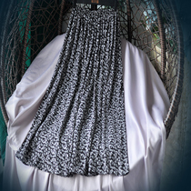 Skirt Womens Spring and Autumn High Waist Retro Pleated Skirt Long a-print Long Dress 2020 New Skirt