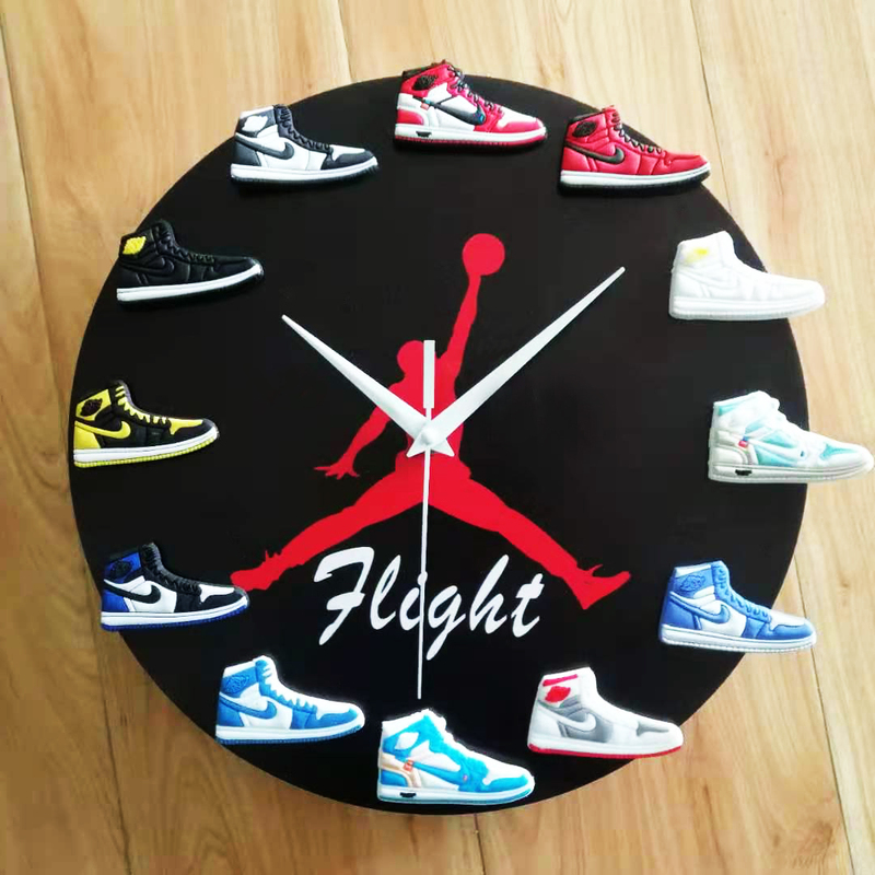 Aj Wall Clock Jordan Shoe Clock 3D Clock Home Living Room Creative Personality Sneaker Wall Hanging Simple Magnetic