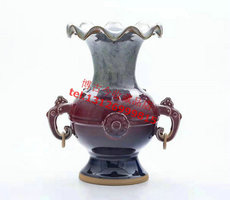 Вазы керамические 唐宋国窑古瓷三珍套组钧瓷太平吉祥莲花尊瓷瓶瓷器摆件陶瓷花瓶