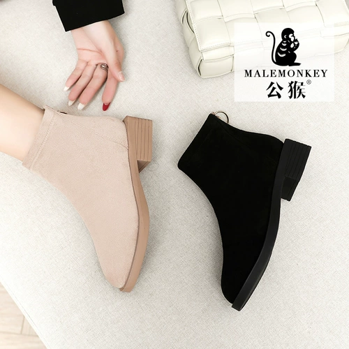 公猴 Martens, Tide, зимние универсальные короткие сапоги, флисовые туфли в английском стиле, коллекция 2022, в британском стиле