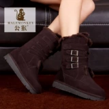 公猴 Зимние сапоги, обувь, флисовые ботинки, из натуральной кожи, средней длины