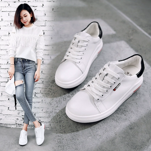 公猴 Белая обувь, туфли, кроссовки на платформе, повседневная обувь, в корейском стиле, из натуральной кожи