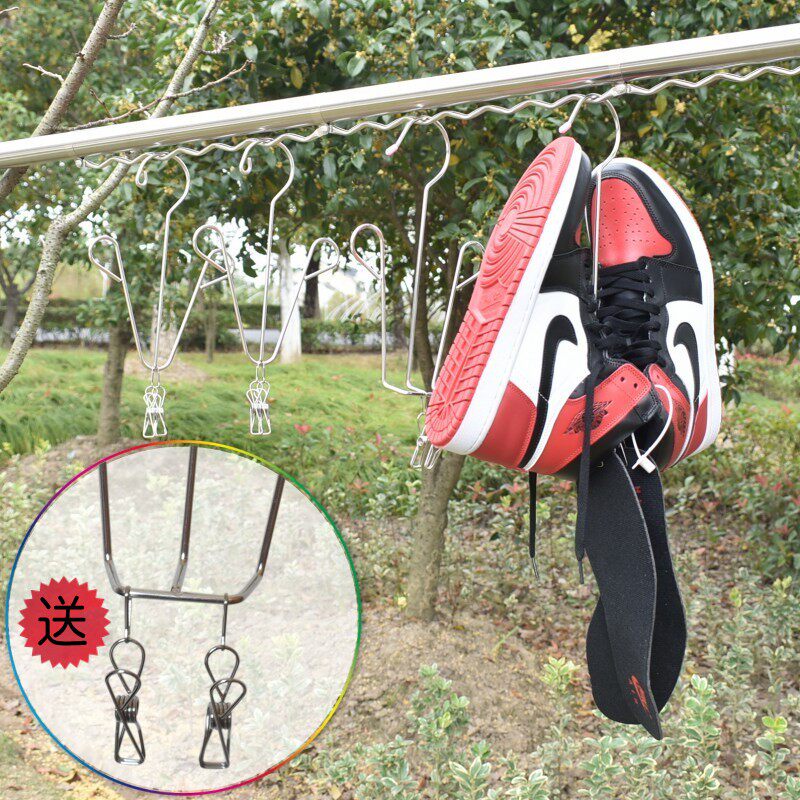 Shanghai Firm Balcony Drying Rack Solid Stainless Steel Multifunction Hanging Shoes Hanger Airing Rack Hook Drying Rack