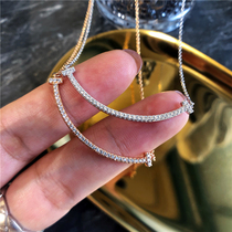 Imported moziran diamond necklace women smile 18K rose gold choker smiley face AU750 Platinum size