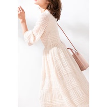 Concubine white design sense chiffon dress waist slim temperament 2021 new spring and autumn elastic skirt