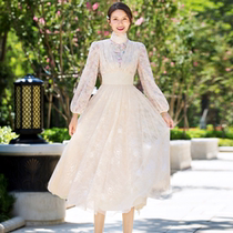 Princess Beauty Spring Autumn Dress 2021 New Womens Dress Code Dresses Dresses With Long Pieces of Broken Lace Style Fairys Department