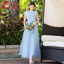 Mei Fei 2021 New skirt spring and summer slim mesh embroidery a dress Beach big dress women 9075