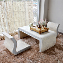 Rattan tatami tea table window table solid wood floor table Kang table window table tea table balcony table chair and room