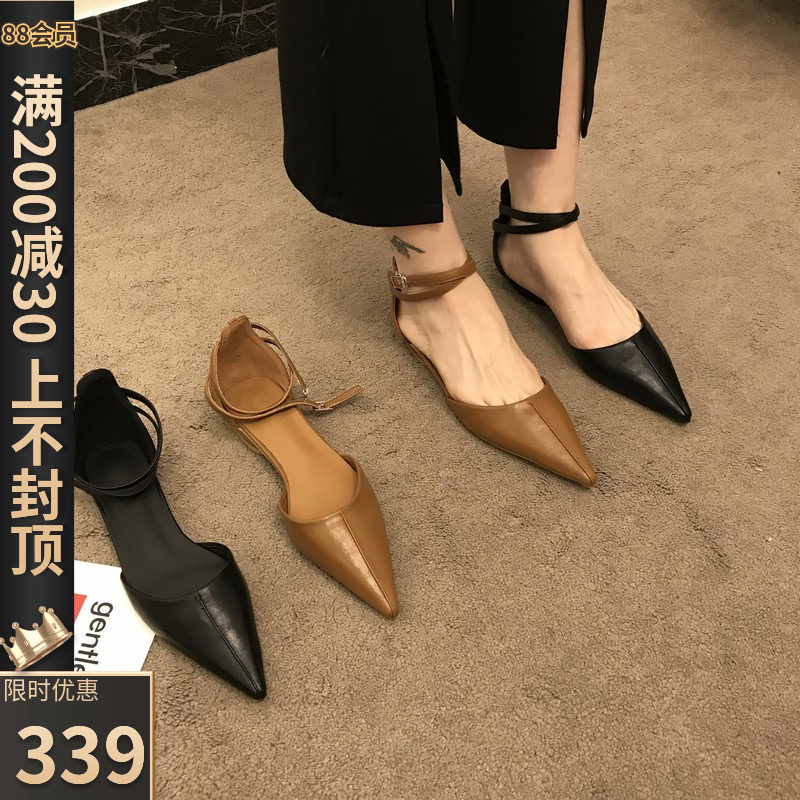 ITSK sandals bag tip tip and thin hollow flat sole with black single shoes