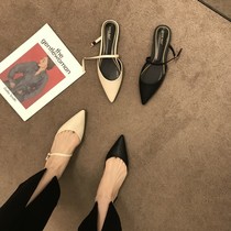 ITSK sandals womens fairy wind 100 lap Baotou with flat bottom mesh red and half slippers womens shoes