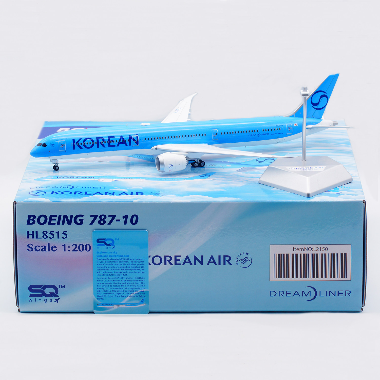 SQ Wings 1:200 合金飞机模型大韩航空波音B787-10 HL8515：✈️航空迷