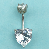925 silver belly button navel ring heart-shaped belly ring acumen European and American sexy puncture ornaments