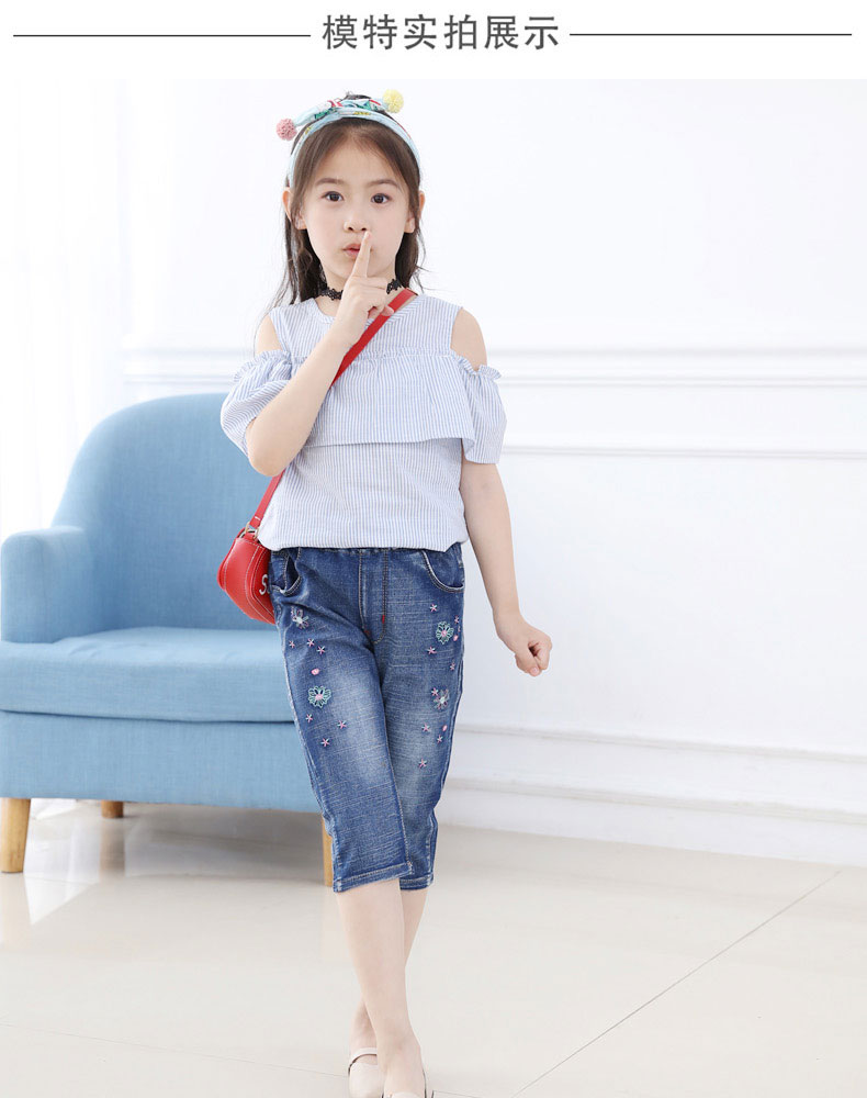 Cô gái quần short 2018 trẻ em mới của mùa hè phụ nữ quần phần mỏng quần áo trẻ em jeans nữ quần bé cắt quần