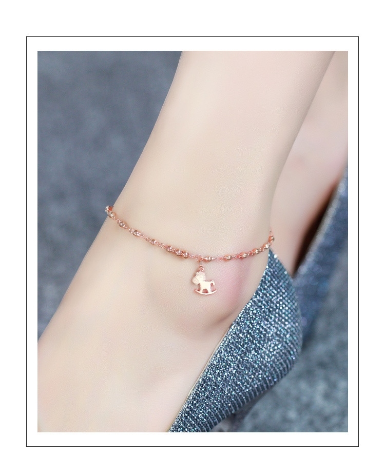 Mo Shang Hàn Quốc thời trang mạ vàng hồng vòng chân vàng 18k chuông tua rua màu vàng vòng chân vàng quà tặng lắc chân nữ inox