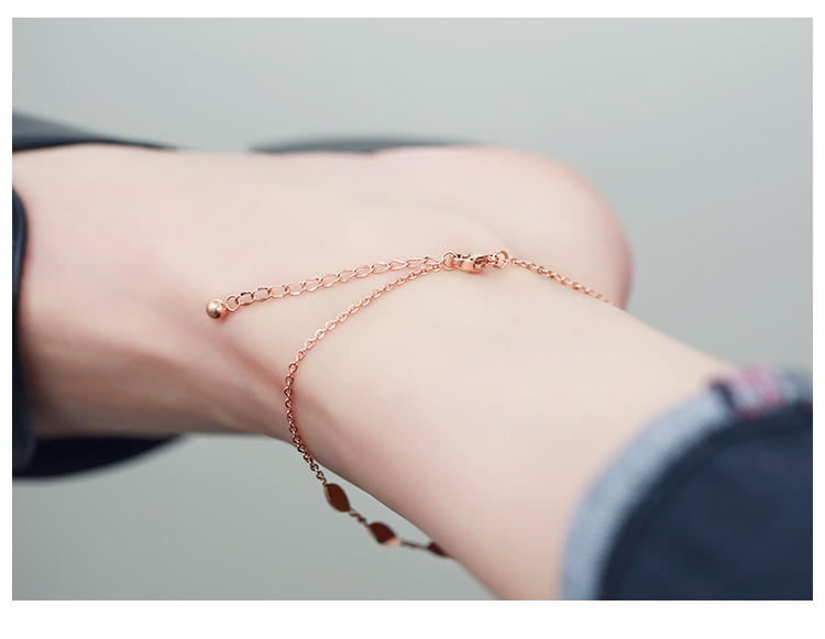 Mo Shang phiên bản mới của Nhật Bản và Hàn Quốc của thời trang mạ vàng hồng 18K vòng chân vàng nữ titan thép màu vàng chân chuỗi chữ trang sức quà tặng các mẫu lắc chân bạc nữ đẹp