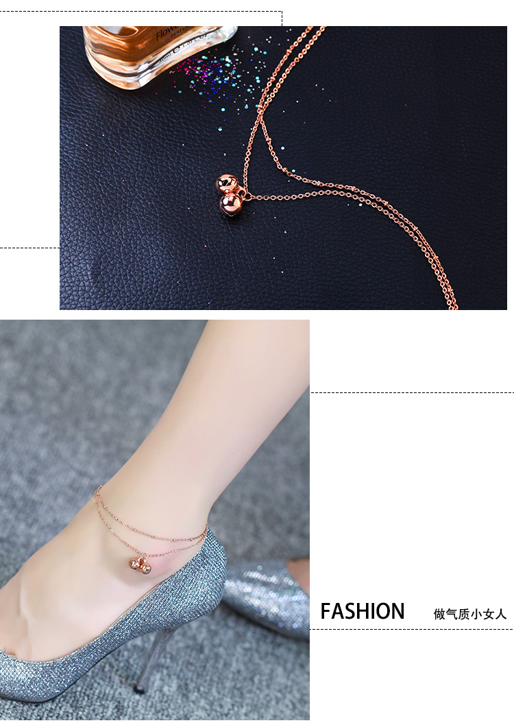 Mo Shang phiên bản Hàn Quốc mạ vàng hồng 18k đơn giản đôi vòng chân chuông nữ Nhật Bản và Hàn Quốc nhiều lớp trang sức mùa xuân vòng chân cá chép nữ