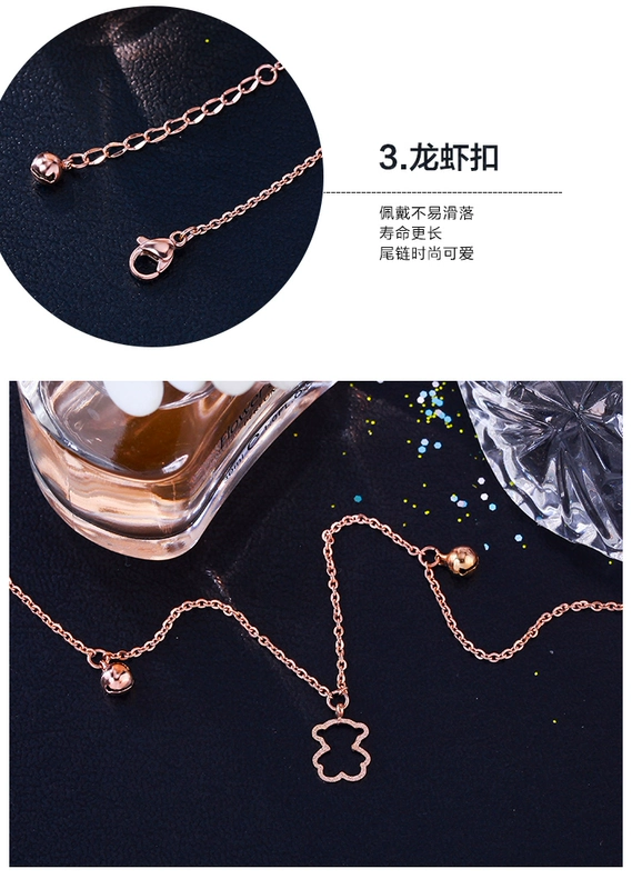 Mo Shang phiên bản Hàn Quốc mạ vàng hồng 18k bóng rỗng gấu nhỏ vòng chân nữ khí chất màu vàng chân chuỗi trang sức quà tặng lắc chân nữ titan