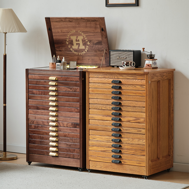 H Brand Drawing Cabinet, Antique Western Style, All Solid Wood, Vintage Collection, Retro Store Display Cabinet