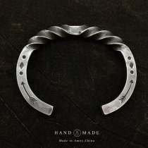 UNEND brand silversmith Ahao new hand forged sterling silver rough style twisted bracelet Viking war bracelet