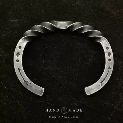 UNEND brand silversmith Ahao new hand-forged sterling silver rough style twisted bracelet Viking war bracelet