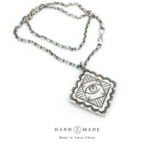 UNEND brand silversmith Ahao handmade sterling silver new vintage tattoo pattern omniscient eye necklace